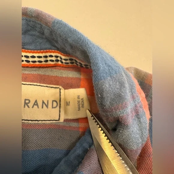 The Normal Brand Shirt Mens Med Blue Orange Plaid Flannel Grunge Mountains Cabin - Picture 4 of 8